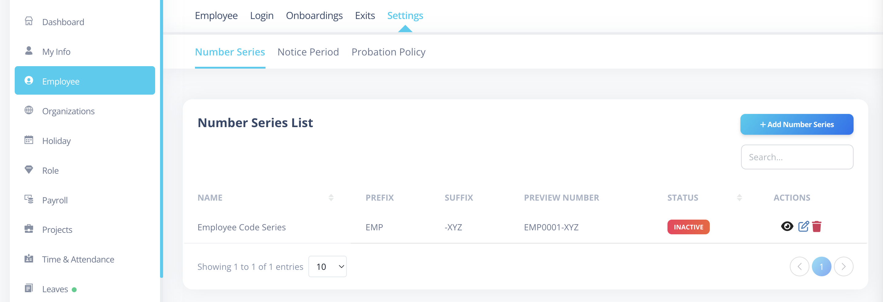 Listing Number Series