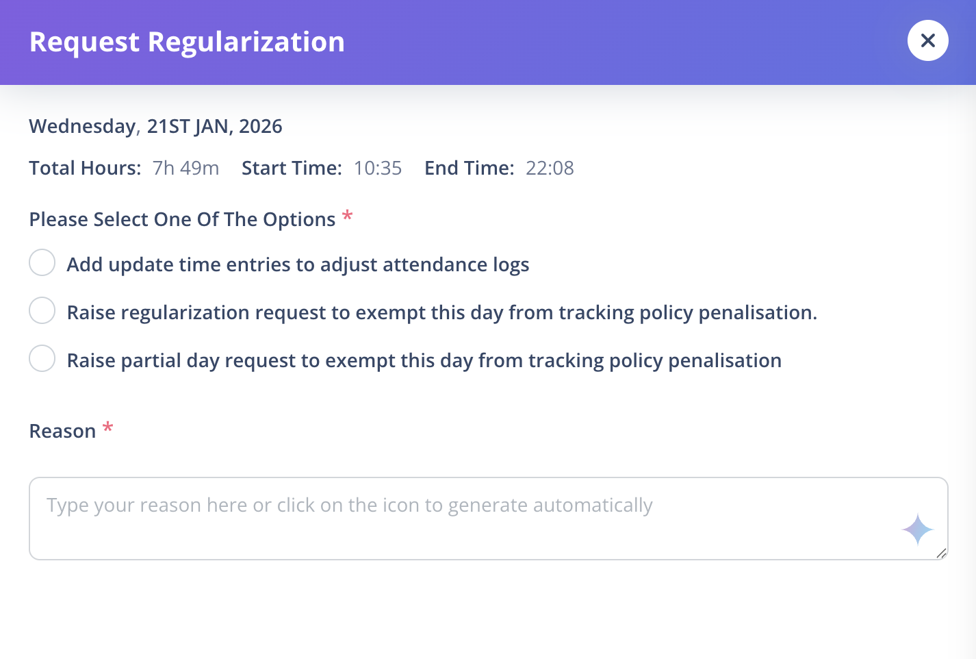 regularization form